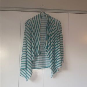 Chic Striped Aqua and White Cardigan
